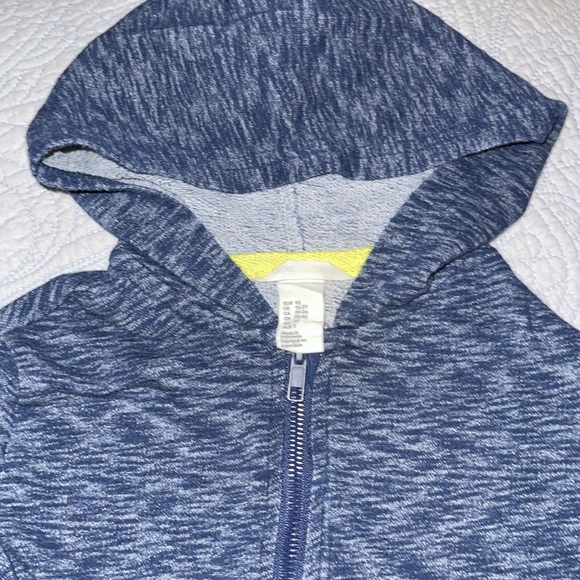 H&M blue Heathered hooded zipper front jacket front pocket - Picture 3 of 5